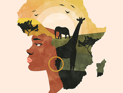 Africa Love africa afro animals black woman botanical cause elephants fashion forest giraffe graphic design jungle lifestyle mountain nature portrait trees wildlife woman