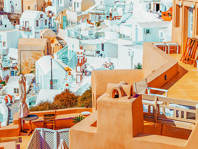 Santorini Vacay adventure architecture buildings color digital manipulation earthy greece island ocean santorini summer travel vacation vacay