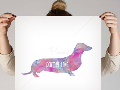 Dachshund Wall Art Dribbble art bag clock color dachshund dog mix pillow poster quote wall art watercolor