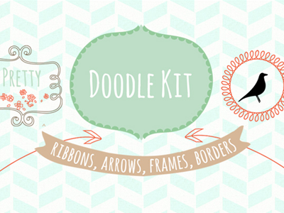 Pretty Doodles Kit arrows borders clipart commercial use cute doodle frames handdrawn illustration pretty ribbons vector