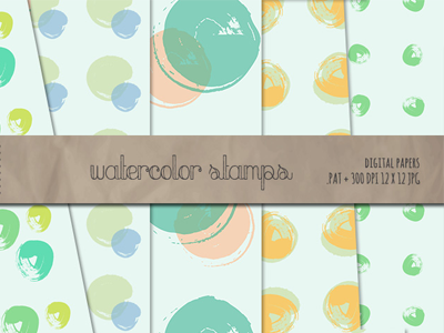 Watercolor Stamp Patterns & Digital Papers