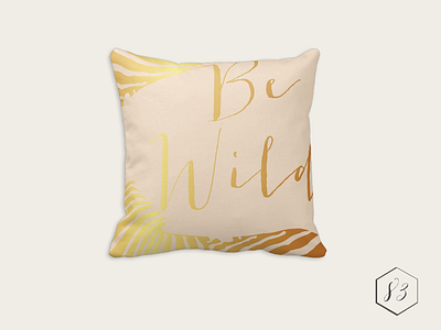 Be Wild Throw Pillow designer golden home decor pillow cover pink quote stripes wild zebra