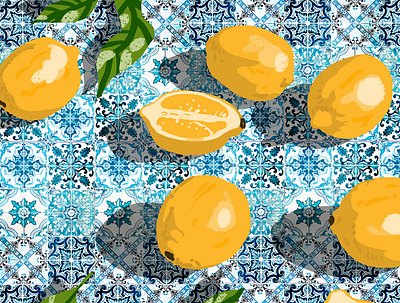 Sweet Morocco, Tropical Lemon Tiles Painting juicy