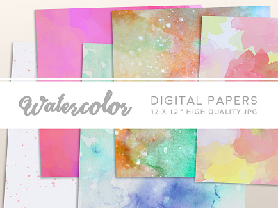 High Resolution Watercolor Digital Papers