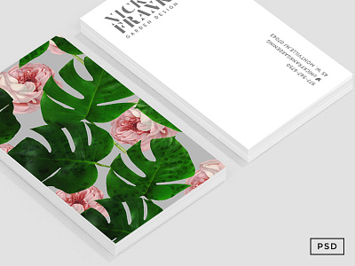 Monstera + Rose Business Card Template branding business card business card template nature pattern print stationary