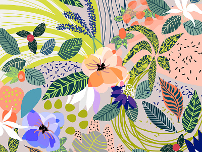 Wander digital floral illustration pattern tropical