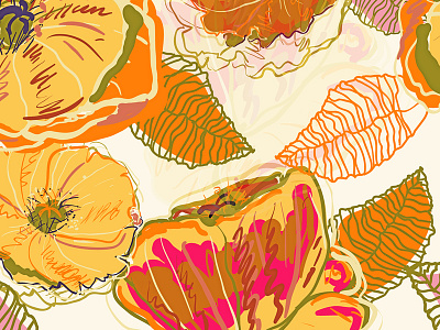 Fall Floral blossom digital fall floral illustration nature orange pattern pink seamless winter yellow