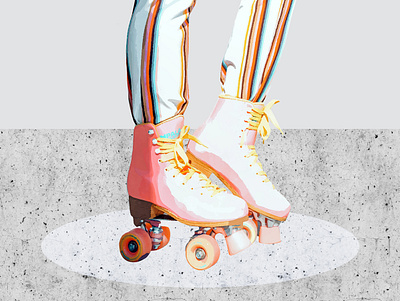 Skating concept fashion graphic design lifestyle minimal modern pants play shoes skating sports sporty spotlight texture win winner woman