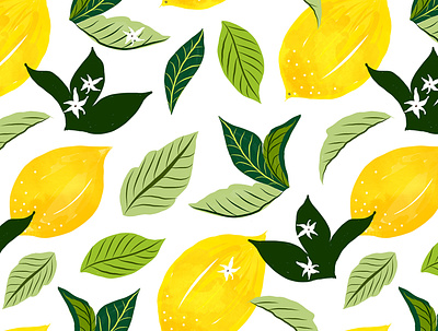 Lemona botanical food food pattern fruit graphic design hand drawn leaves lemon lemons lime nature pattern repeating seamless