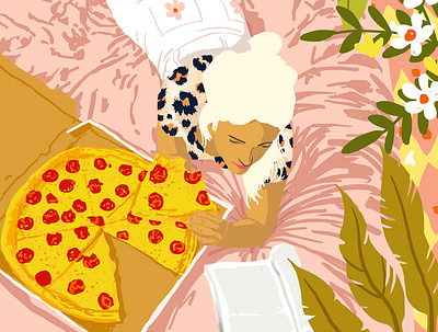 Pepperoni Pizza bedroom boho botanical chic eat fashion floral food home lifestyle nature pastels pepperoni pizza plants sunday watercolor woman