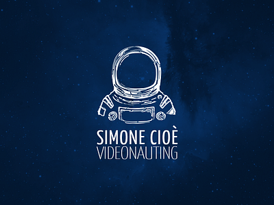 Videonauting | Personal Logo astronaut blue logo logotype simonecioe space stars universe vector video videonauting white