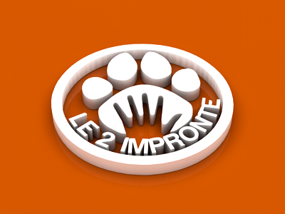 Le Due Impronte Logo 3d 4d cinema cinema4d circle dog footstep hand orange tracks white
