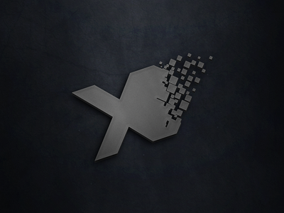 Pixel Graphic Studio Logo V2 dark geometry graphic grey logo mark metal pixel square studio x