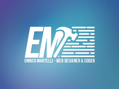 Enrico Martelli's Logo code coder coding designer em enrico gausian hammers logo martelli minimal personal rows web white