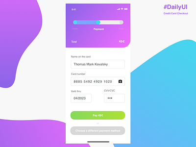 Credit Card Checkout dailyui design sketch