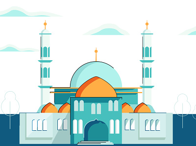 Mosque Illustration Design branding design flat illustration graphic design illustration mosque ramadan ramadan illustration ui vector