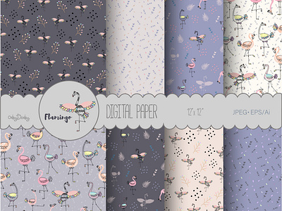 Flamingo seamless pattern baby animal baby clothes baby shower cute animal cute flamingo cute illustration design digital illustrator digital paper exotic pattern flamingo clipart flamingo pattern flamingo print flat illustration seamless pattern tropical pattern vector