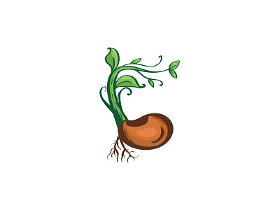Nature Bean Logo Illustration green leaf nature plant seed