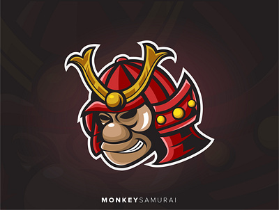 Samurai Monkey Logo Illustration animal ape esport head inspiration logo monkey ronin samurai