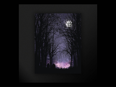 At Peace art dark design forest graves halloween landscape landscape design moody moon night photoshop poster poster design sky space stars trees woods