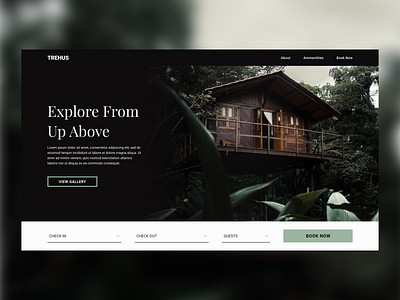 Treehouse Cabin Rental Landing Page book now booking cabin cabin rental clean ui design landing page landing page ui landingpage simple design tree house treehouse typography ui user inteface user interface design ux web web design webdesign