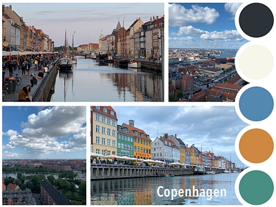 Traveling Mood Board - Copenhagen branding color color palette color scheme colors copenhagen mood board moodboard travel traveling ui ux