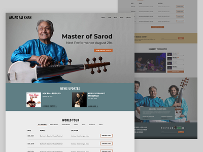 Musician Website Redesign color india music musician redesign typogaphy ui ui design ux ux design website website design website redesign