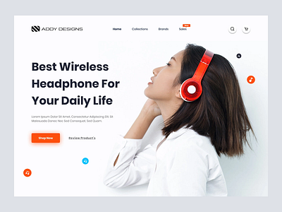 Headphone Website Banner banner branding logo webdesign website banner