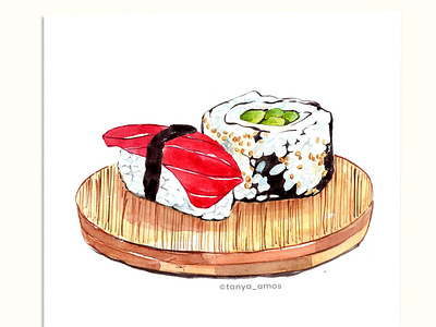 Japanese food illustration illustrator sushi illustration watercolour illustration