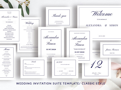 Wed Suit Classic Style design illustrator invitation invitation template minimal typography wedding invite