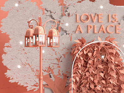 Love is a Place Wedding Pop-up 3d art 3d design 3d designer adobe dimension adobe photoshop booth brand design brand identity branding bridal copper and cream experiential experiential design photo opp photobooth pop-up tradeshow tradeshow booth typography wedding
