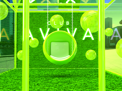 Club AVIVA Tennis Activation 3d art 3d design 3d designer adobe dimension adobe photoshop booth brand design brand identity branding canada open experiential design greenhouse installation art neon green pop-up tennis tradeshow typography