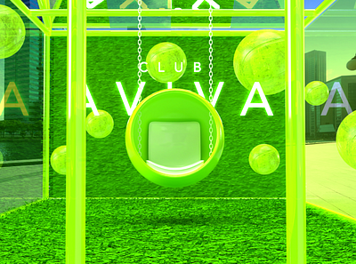 Club AVIVA Tennis Activation 3d art 3d design 3d designer adobe dimension adobe photoshop booth brand design brand identity branding canada open experiential design greenhouse installation art neon green pop up tennis tradeshow typography