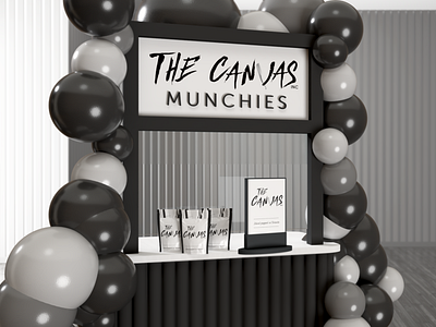 The Canvas Inc Launch Party Booth 3d art 3d design 3d designer adobe dimension adobe photoshop black and white booth brand design brand identity branding experiential design food packaging installation art monochrome soap suds typography