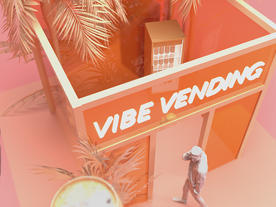 Maison presents Vibe Vending Citrus Brand Sampling Experience 3d art 3d design 3d designer adobe dimension adobe photoshop booth brand design brand identity branding citrus coral dimension experiential design immersive retail installation art monochromatic pop up retail design tradeshow booth urban art