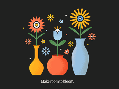 Make Room to Bloom adobe illustrator bloom design flowers flowers illustration growing happy illustration vases vector vector illustration