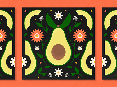 National Avocado Day adobe illustrator avocado avocado day design floral flowers grain texture guacamole illustration vector vector illustration