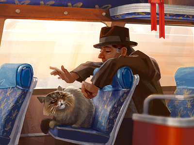 Cat and the City bus cat city graphic illustration road story stranger transport trip