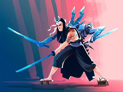 Samurai character colorful illustration samurai