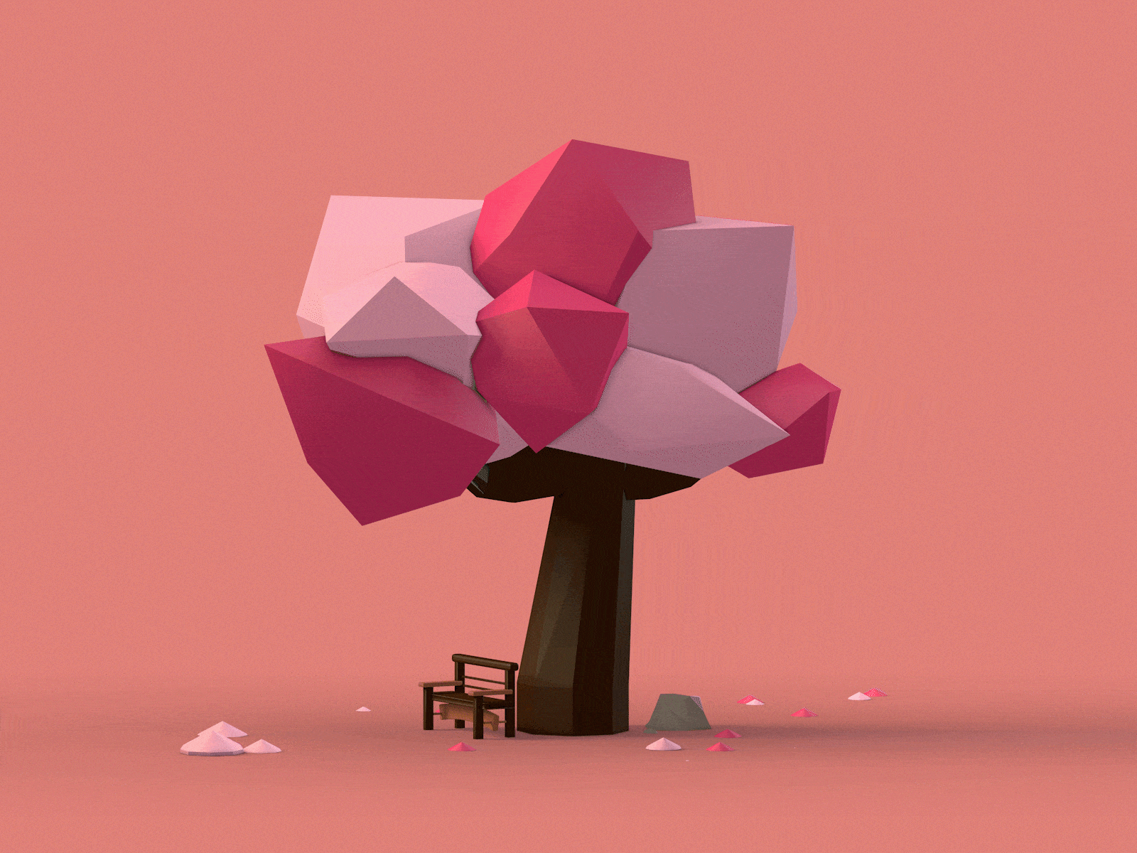 Low Poly | Cherry Blossom Tree 3d animated gif cinema 4d design low poly motion design render