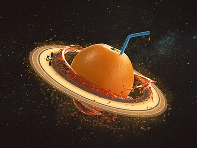 Galactic OJ 3d 3d art 3d artist adobe dimension beer art craft beer design dimension galaxy illustration juice orange outer space photo photoshop planet space