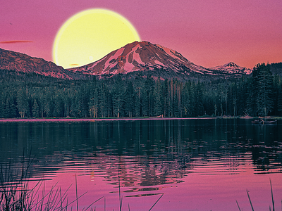Hypercolorism - Mt. Lassen Moonrise art color design hypercolorism moonrise mt lassen photoshop surreal surrealism vibrant