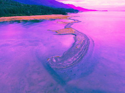 Hypercolorism - Alaskan Tidal Spit alaska design gradient hypercolorism illustration ocean photoshop pink purple surr surreal surrealism trippy