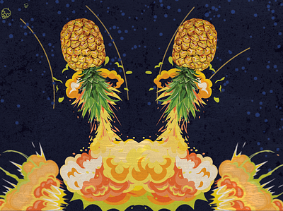 Retro Pineapple Explosion - Craft Beer Label Design beer art branding craft beer design explosion graphic design illustration illustrator logo nasa package design photoshop pineapple retro space vector