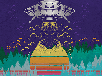 Kinetic Kush - Craft Beer Label Design 70s abducted alien beer art branding craft beer design graphic design illustration kush logo orange package design photoshop purple retro space spaceship vector weed