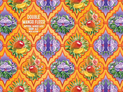 Double Mango Flossi - Craft Beer Label Design art beer beer art brand branding can craft beer design gradient illustration label logo mango orchid package package design pattern photoshop sour vector