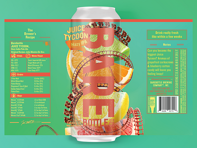 Juice Tycoon - 90s Tycoon Juice Tower 90s aesthetic beer art branding citrus craft beer design fruit illustration logo neon package design photoshop rollercoaster tycoon vector vibrant