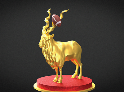 G.O.A.T - Surreal 3D Render 3d branding design football g.o.a.t surreal 3d render goat gold horn illustration photoshop red render