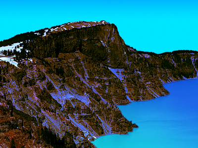 Hypercolorism - Crater Lake NP art blue color design glow hyper hypercolorism illustration lake national park neon night photoshop surreal surrealism