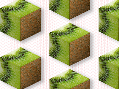 Isometric Kiwi Cubes 2.5d 2d 3d angle beer art behindthescenes design fruit green grid illustration iso isometric photoshop surreal